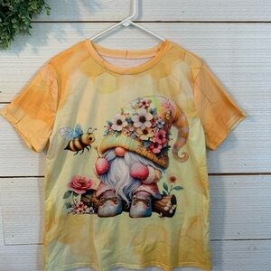 Floral Gnome Women’s Shirt - Yellow.  Size XL